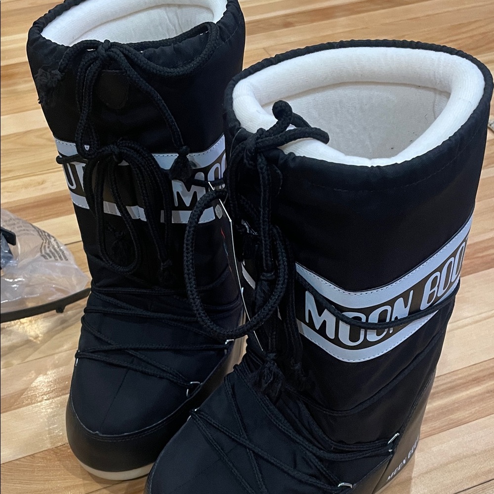 Moon Boot Black and White Winter Boots